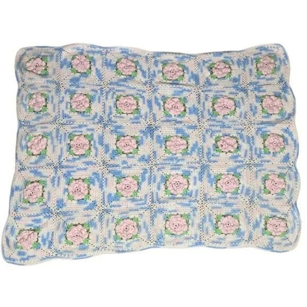 Handmade Vintage Crochet Knit Blanket